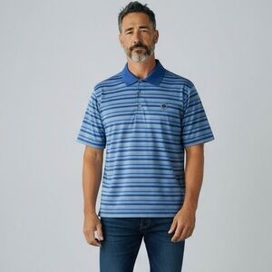 🌻Peter Millar Blue Striped Summer Comfort Collared Golf Polo Men's Size Medium